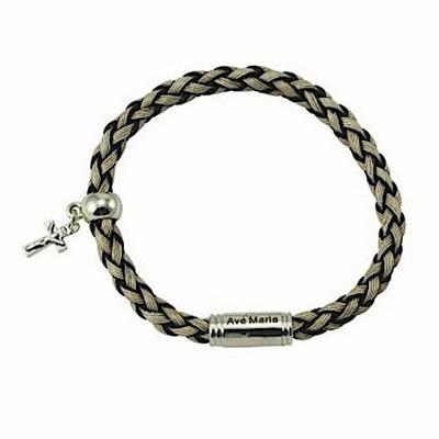 Armband braun mit kleinem Kreuz
