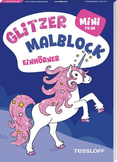 Mini Glitzer Malblock to go. Einhörner