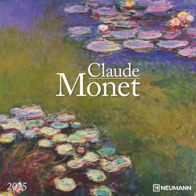 N NEUMANNVERLAGE -  Claude Monet 2025 Broschürenkalender, 30x30cm, Wandkalender mit Kunstwerken von Claude Monet, internationalen Feiertagen und Mondphasen, viel Platz für Notizen
