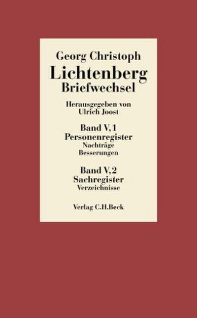 Lichtenberg Briefwechsel  Bd. 5: Register