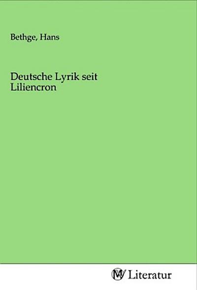 Deutsche Lyrik seit Liliencron