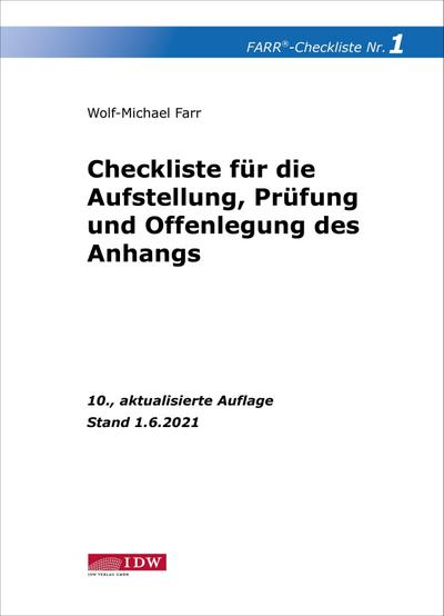 Farr, Checkliste 1 (Aufstellung, Prüfung und Offenlegung des Anhangs)