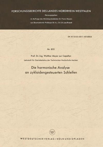 Die harmonische Analyse an zykloidengesteuerten Schleifen