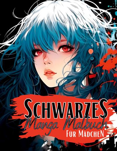 Schwarzes Manga Malbuch für Mädchen.