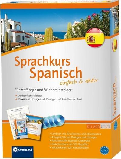 Sprachkurs Spanisch einfach & aktiv, Lehrbuch m. 4 Audio-CDs
