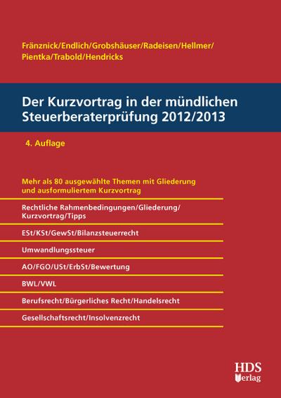 Der Kurzvortrag in der mündlichen Steuerberaterprüfung