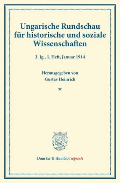 Ungarische Rundschau für historische und soziale Wissenschaften.