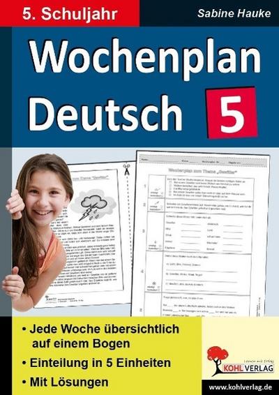 Wochenplan Deutsch, 5. Schuljahr