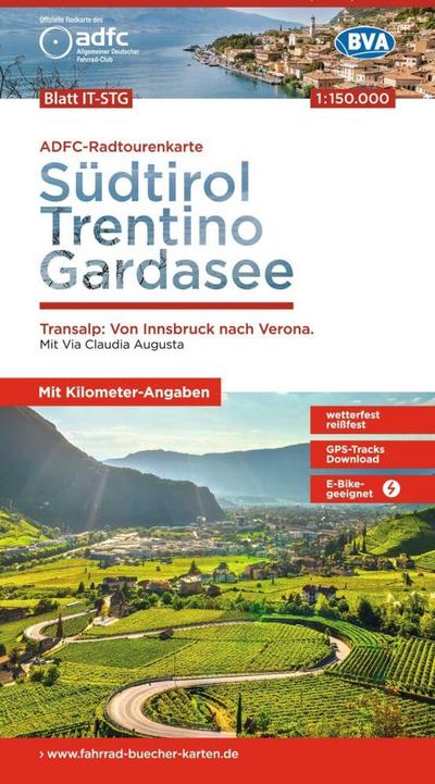 BVA ADFC Radtourenkarte Südtirol, Trentino, Gardasee 1:150.000 