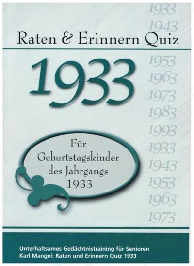 Raten & Erinnern Quiz 1933