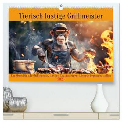 Tierisch lustige Grillmeister (hochwertiger Premium Wandkalender 2026 DIN A2 quer), Kunstdruck in Hochglanz
