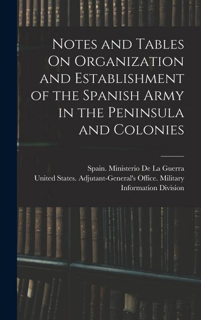 Notes and Tables On Organization and Establishment of the Spanish Army in the Peninsula and Colonies