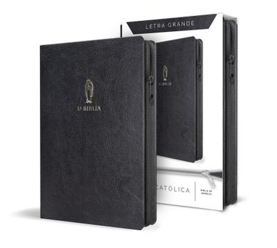 La Biblia Católica Letra Y Tamaño Grande. Símil Piel Negra, Cremallera / Catholic Bible in Spanish Black Leathersoft with Zipper