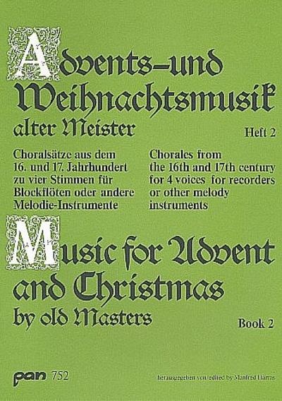 Advents- und Weihnachtsmusik alter Meister zu 4 Stimmen Band 2für 4 Blockflöten (SATB)