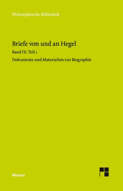 Briefe von und an Hegel / Briefe von und an Hegel. Band 4, Teil 1
