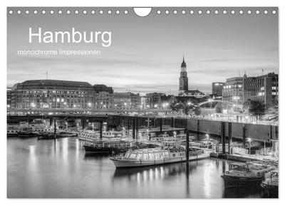 Hamburg monochrome Impressionen (Wandkalender 2026 DIN A4 quer), CALVENDO Monatskalender