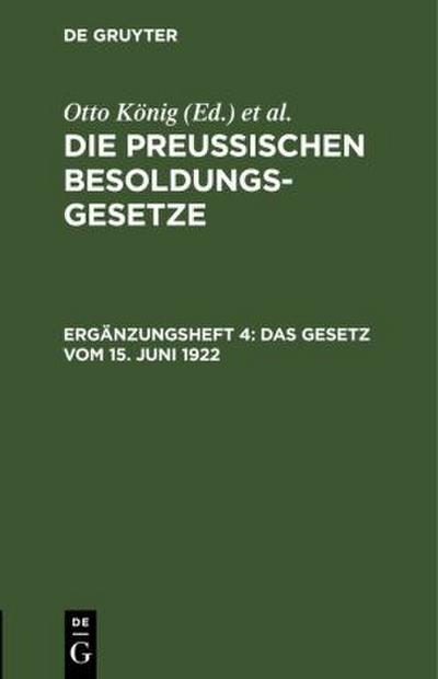 Das Gesetz vom 15. Juni 1922