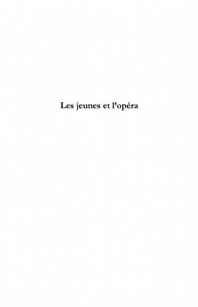 Les jeunes et l’opera