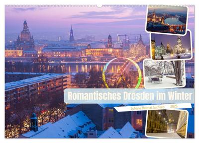 Romantisches Dresden im Winter (Wandkalender 2025 DIN A2 quer), CALVENDO Monatskalender