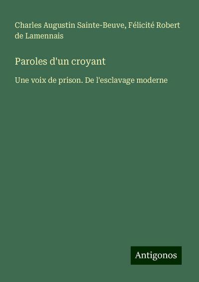 Paroles d’un croyant