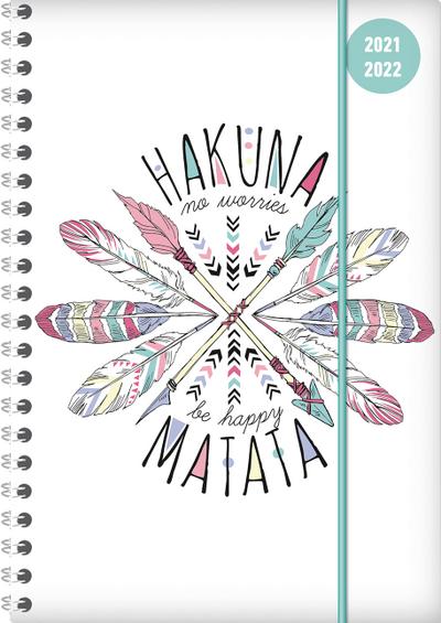 Collegetimer Hakuna Matata 2022/2023 - Schüler-Kalender A5 (15x21 cm) - Ringbindung - Weekly - 224 Seiten - Terminplaner - Alpha Edition