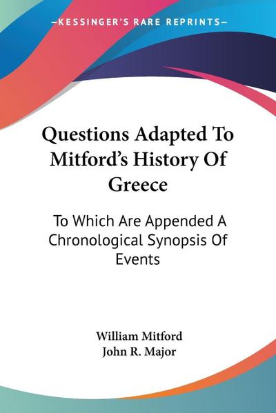 Questions Adapted To Mitford’s History Of Greece