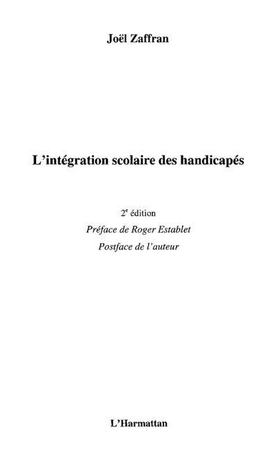 Integration scolaire des handicapes 2e e