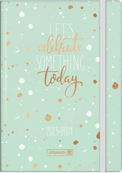 BRUNNEN 1072070024 Tageskalender Schülerkalender 2023/2024 "Celebrate" 1 Seite = 1 Tag, Sa. + So. auf einer Seite Blattgröße 14,8 x 21 cm A5 Hardcover-Einband