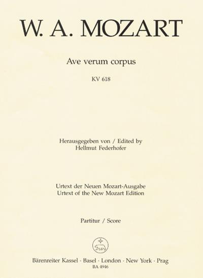 Ave verum corpus KV 618, Motette, Klavierauszug
