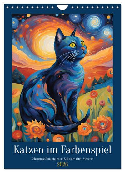 Katzen im Farbenspiel (Wandkalender 2026 DIN A4 hoch), CALVENDO Monatskalender