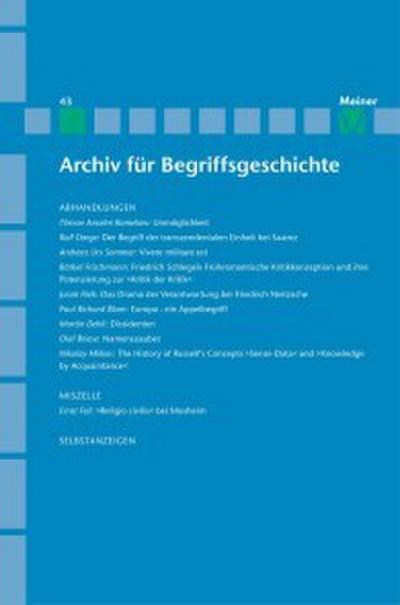 Archiv für Begriffsgeschichte / Archiv für Begriffsgeschichte. Band 43