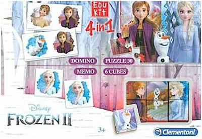 Clementoni 18059 Edukit 4 in 1-Disney Frozen II (Die Eiskönigin), Memory-Puzzle-Domino-Würfelpuzzle, für Kinder ab 3 Jahren, Mehrfarben