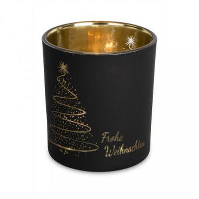 Teelichtglas mit Weihnachtsdesign, Glas, 7x8cm, 1
