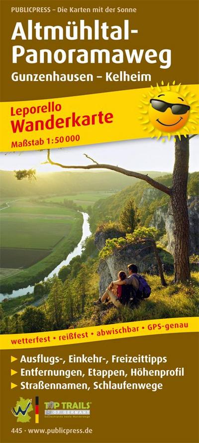 Wanderkarte Altmühltal-Panoramaweg, Gunzenhausen - Kelheim 1 : 50 000
