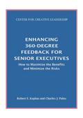 Enhancing 360-Degree Feedback for Senior Executives:  How to Maximize the Benefits and Minimize the Risks