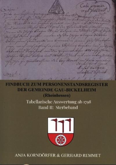 Findbuch zum Personenstandsregister der Gemeinde Gau-Bickelheim/Rheinhessen