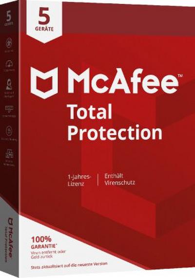 McAfee Total Protection 5-Geräte, 1-Jahr (Code in a Box). Für Windows/Mac/Android/iOS