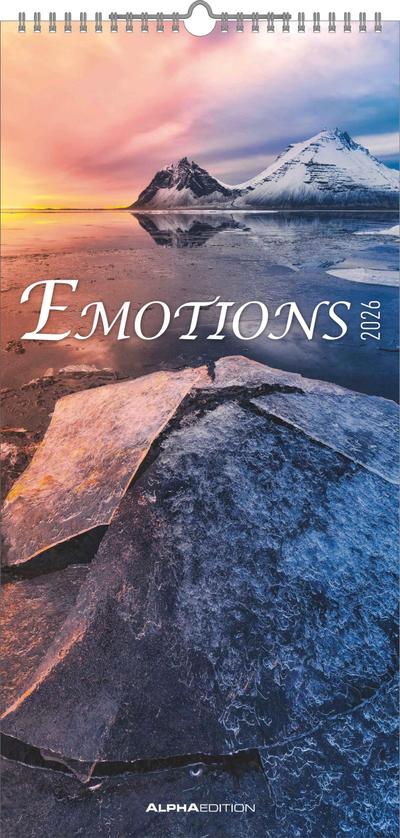 Emotions 2026 - Streifenplaner 22 x45 cm - mit einer Spalte für Eintragungen und einer für Geburtstage - Familienkalender - Familienplaner - Achtsamkeit