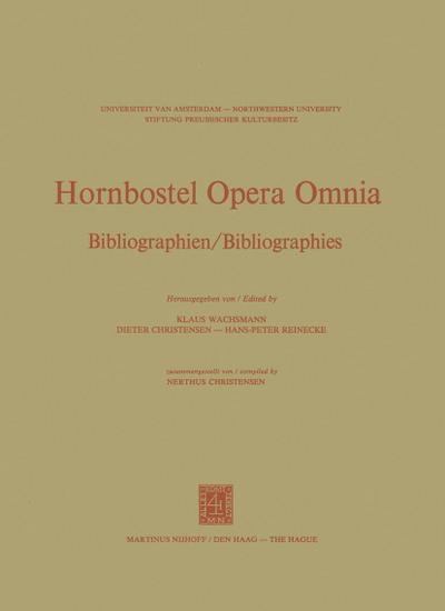 Hornbostel Opera Omnia
