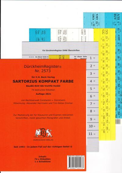 DürckheimRegister® SARTORIUS KOMPAKT-Farbe (2020) Gesetze und §§
