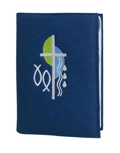 Gotteslobhülle Filz blau mit Reißverschluss