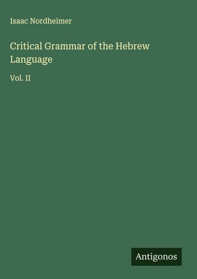 Critical Grammar of the Hebrew Language
