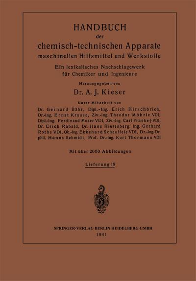 Handbuch der chemisch-technischen Apparate maschinellen Hilfsmittel und Werkstoffe