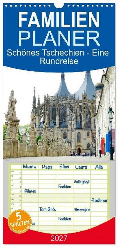 Familienplaner 2027 - Schönes Tschechien - Eine Rundreise mit 5 Spalten (Wandkalender, 21 x 45 cm) CALVENDO