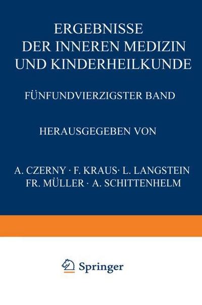 Ergebnisse der Inneren Medizin und Kinderheilkunde