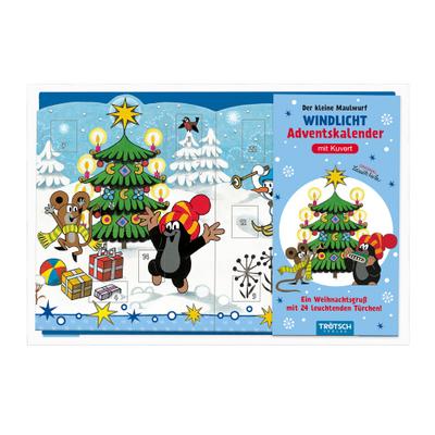 TRÖTSCH - Windlicht Adventskalender 'Der kleine Maulwurf' | Weihnachtskalender mit 24 leuchtenden Motiven 