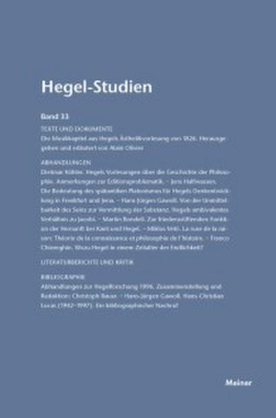 Hegel-Studien / Hegel-Studien Band 33