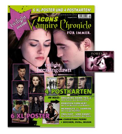 Icons Vampire Chronicle Twilight, Limited Edition, alle Infos zu: Breaking Dawn - Bis(s) zum Ende der Nacht (Teil 2), Robert Pattinson u.v.m. + 6 XL-Poster + 4 Postkarten + Sticker! - Thomas Vogel Media