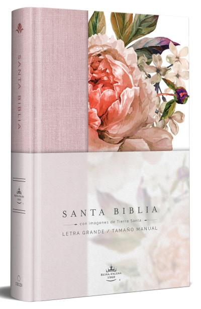 Biblia Reina Valera 1960 Letra Grande. Tapa Dura, Tela Rosada Con Flores, Tamaño Manual / Bible Rvr 1960. Handy Size, Large Print, Hardcover, Pink