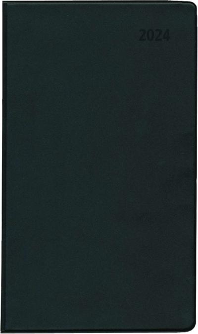 Taschenplaner schwarz 2024 - Bürokalender 9,5x16 cm - 64 Seiten - 1 Woche auf 1 Seite - separates Adressheft - faltbar - Notizheft - 540-1020